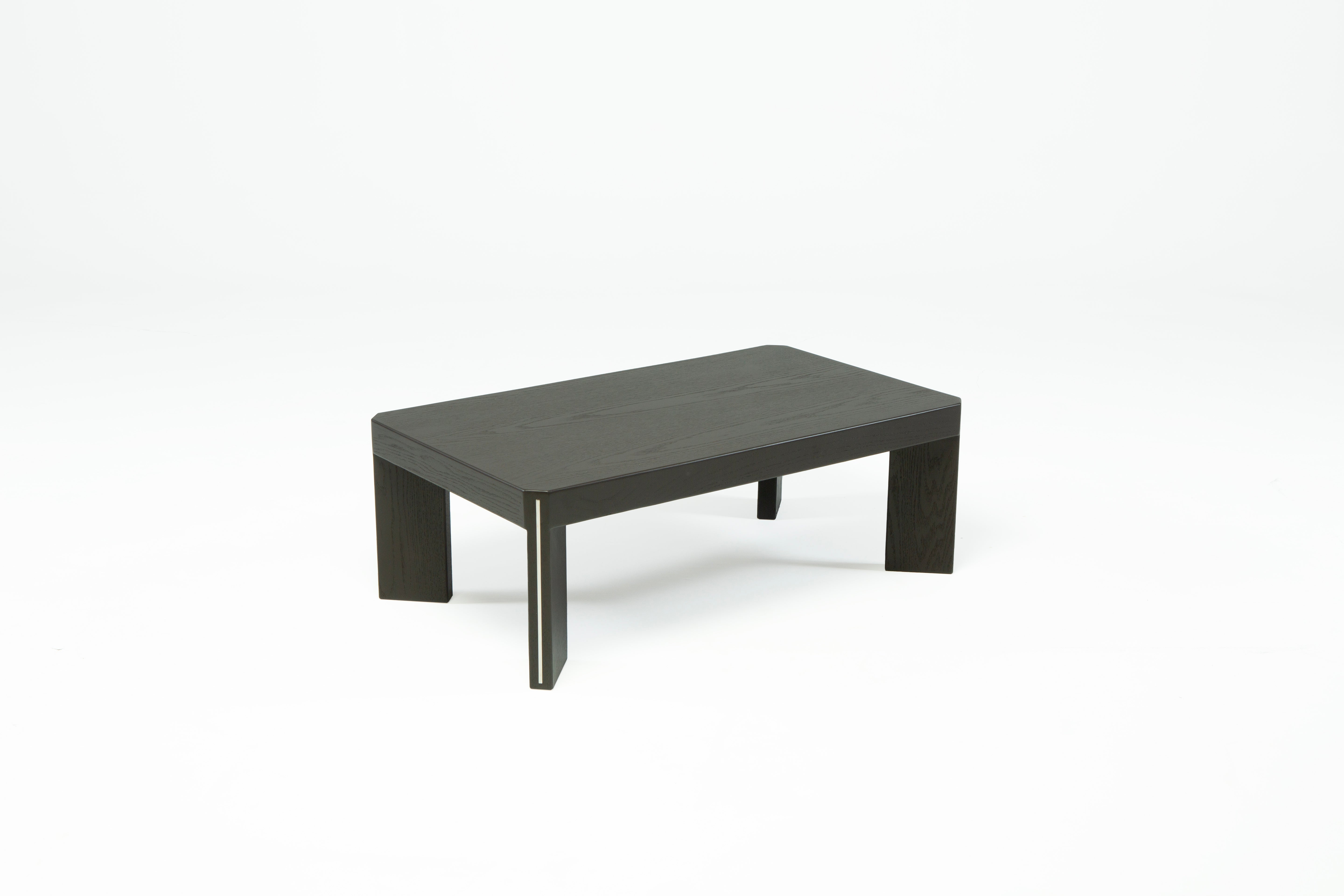 T Coffee Table with Metal Inlay