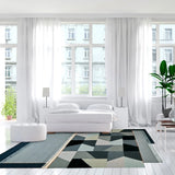 Stacked Angles Blue Rug