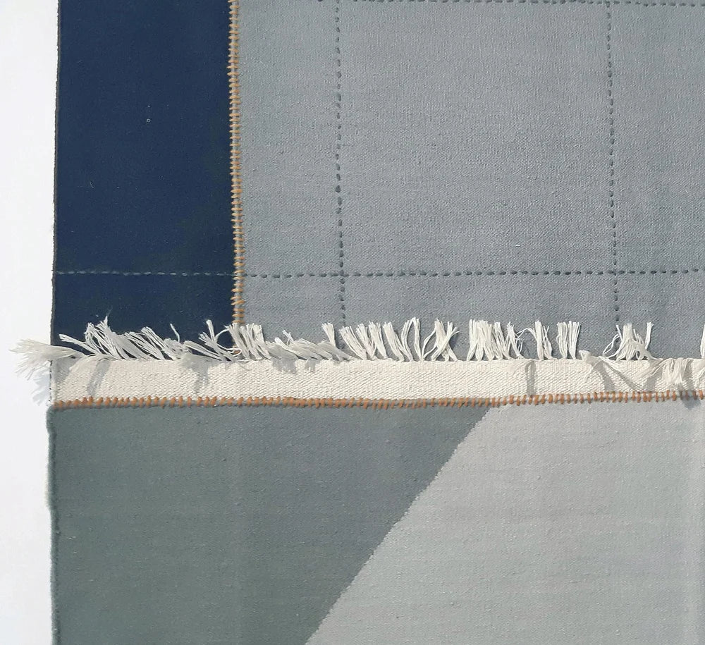 Stacked Angles Blue Rug