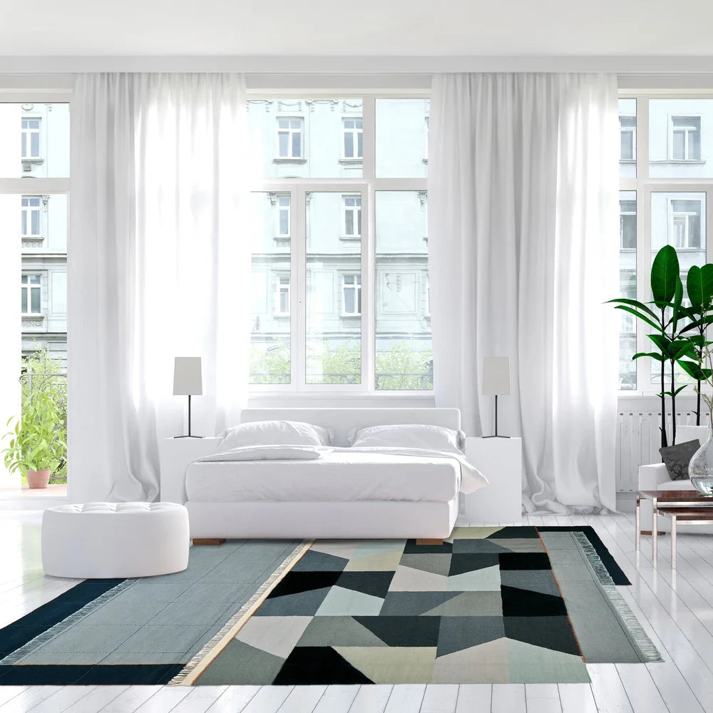 Stacked Angles Blue Rug