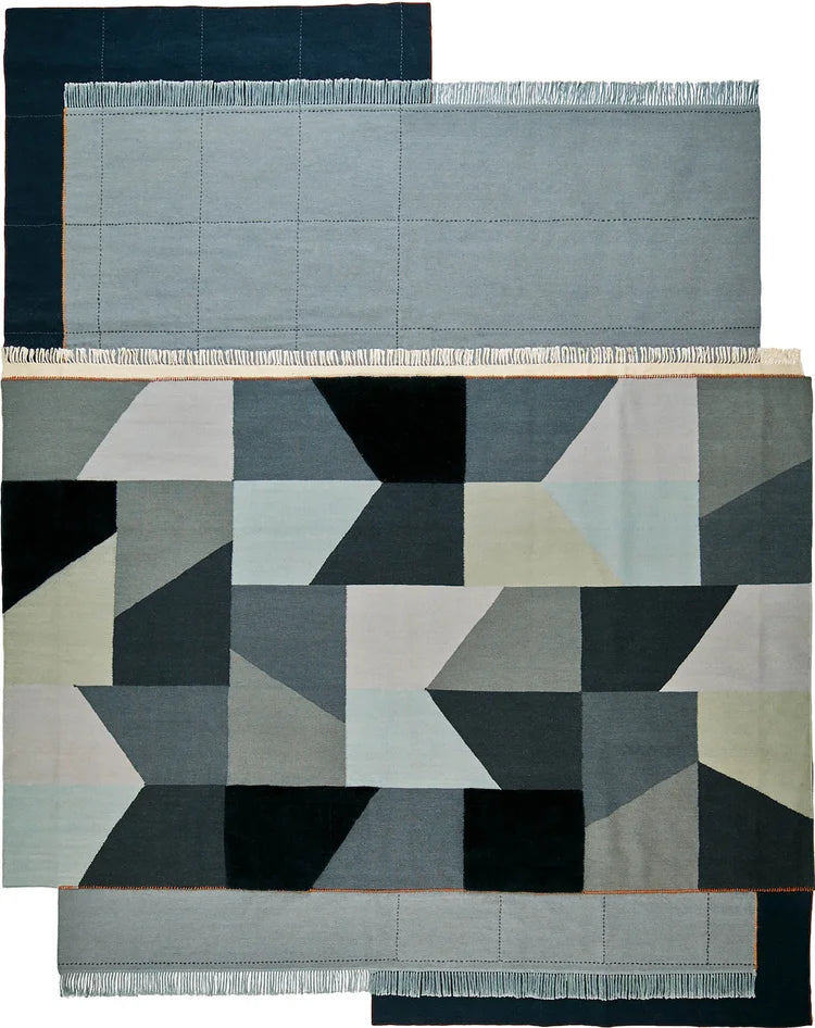 Stacked Angles Blue Rug